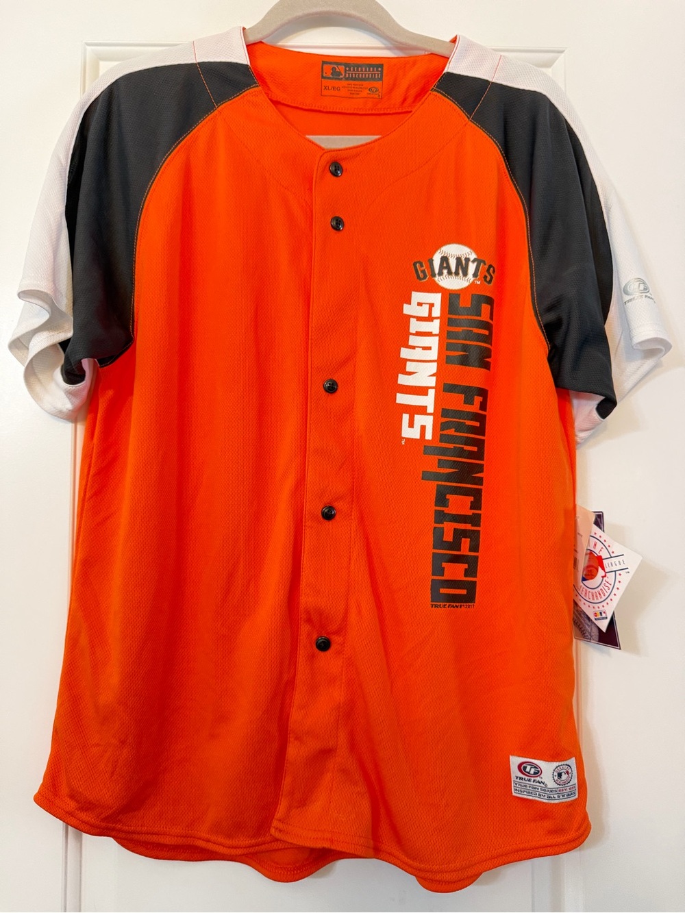 SF Giants Stitches Vertical Team Graphic Baseball Jersey Youth Boys Size XL